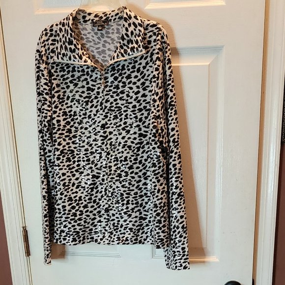 Lisa international Jackets & Blazers - Lisa International leopard animal print sweat jacket size large